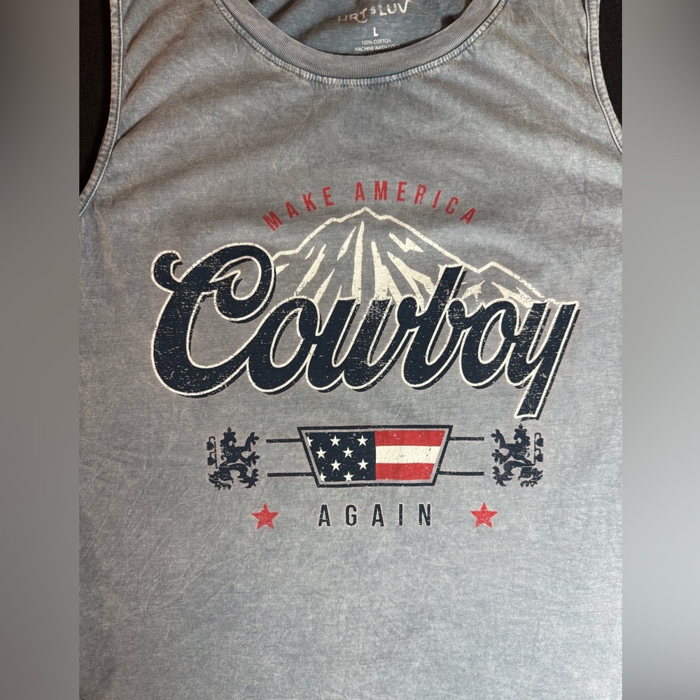 HRT & LUV - Make America Cowboy Again Womens GRAPHIC TANK TOP- Size Large